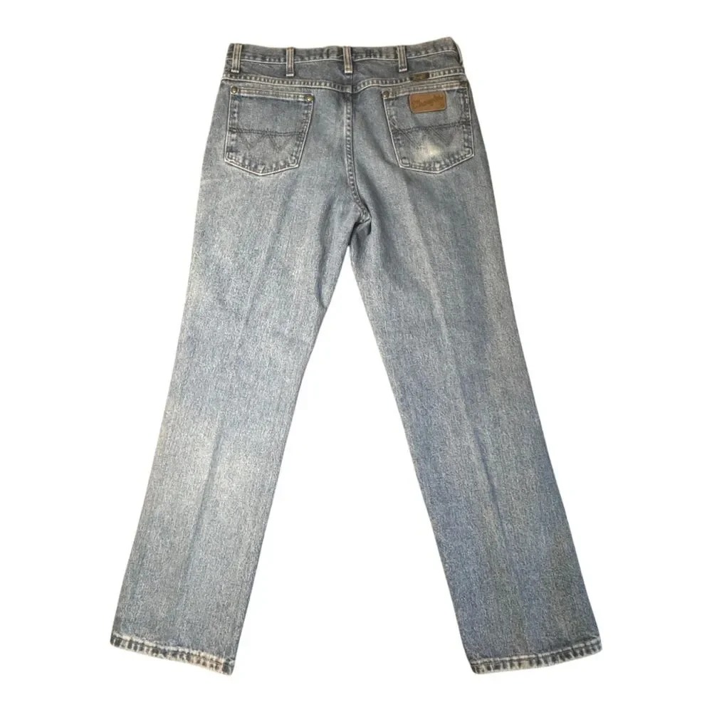 Wrangler George Straight Slim Cowboy Cut ‎ Blue Jeans Mens 34x30 Western STAINS